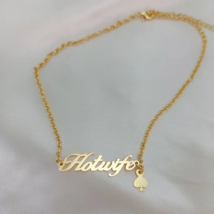 Customized Hotwife Necklace - 18k Gold Plated - 5