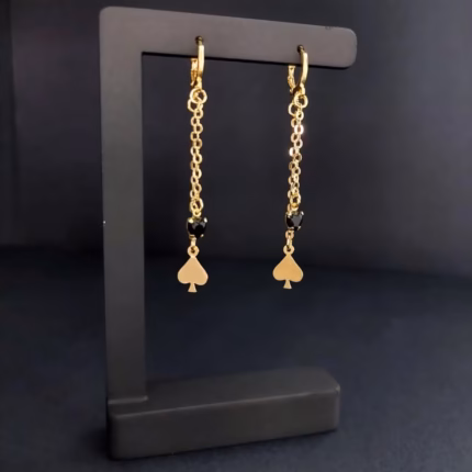 Mini QOS Earrings - Gold black gem concept