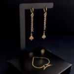 Mini QOS Earrings - Gold black gem main