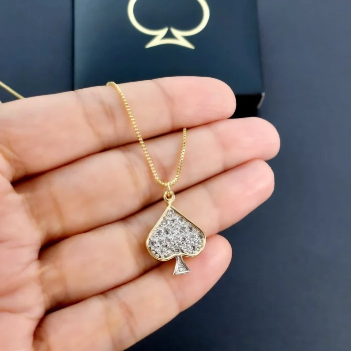 Studded QOS Necklace - Gold