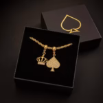 Crowned Studded QOS Necklace - Luxury Rope chain Gold