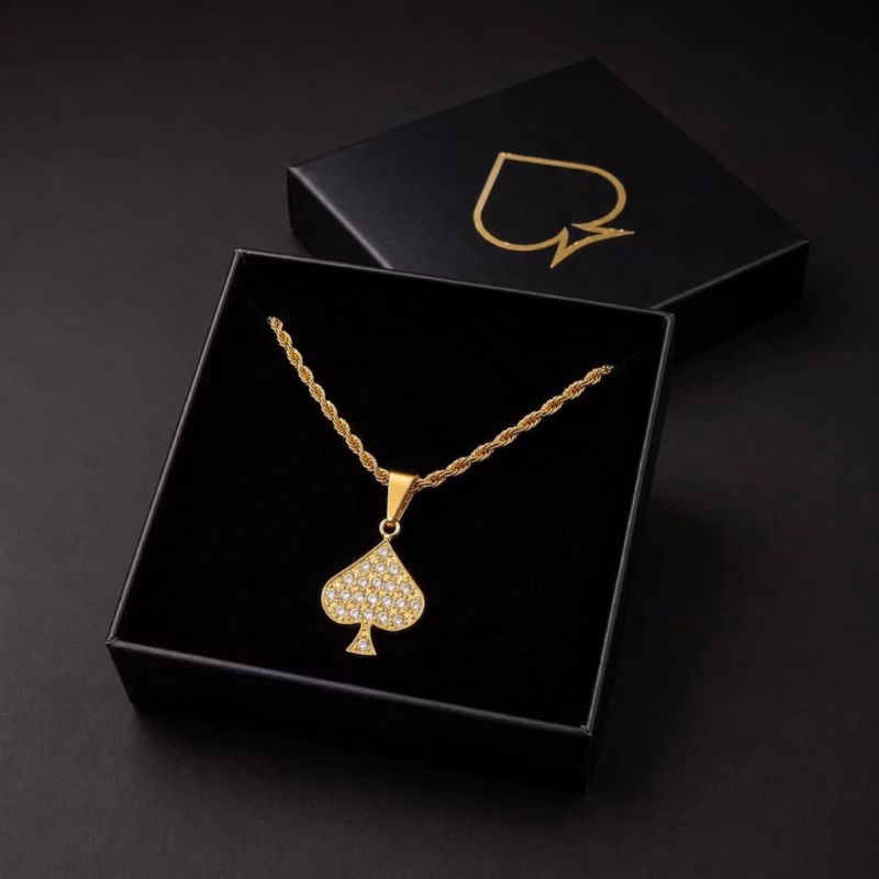 Studded QOS Necklace - Luxury Rope chain Gold