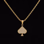 Studded QOS Necklace - Luxury Rope chain Gold - Details