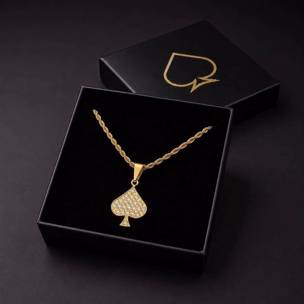 Studded QOS Necklace - Luxury Rope chain Gold Studded QOS Necklace - Luxury Rope chain Gold